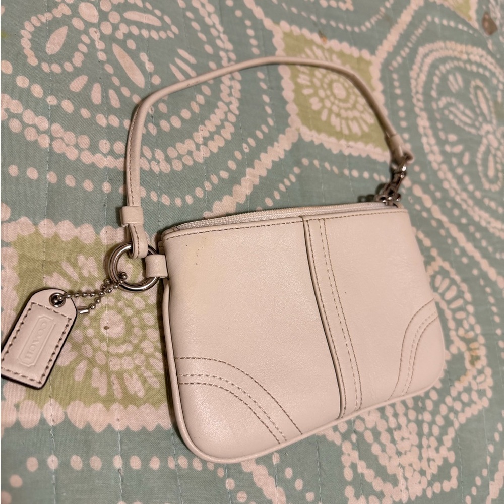 Coach Ivory Leather Wristlet